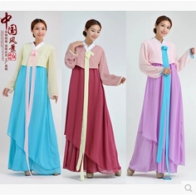 雪纺韩国传统韩服女朝鲜族大长今仙女练功表演出双用礼服