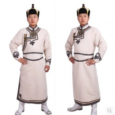 男士蒙古袍 鹿皮绒蒙古族服装男 演出服装