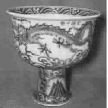 宣德青花双龙杯端庄大气龙头双目圆睁披发上扬